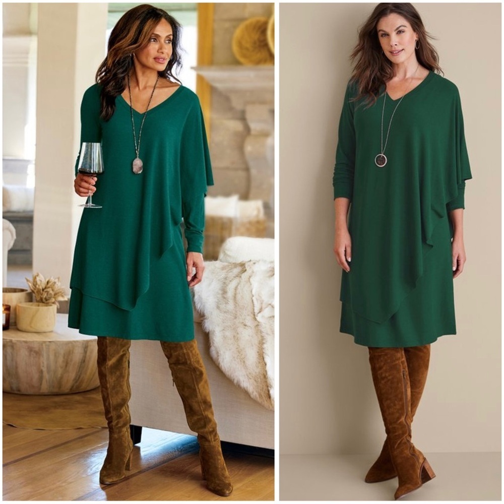 Soft Surroundings Boho Layered Soft Stretchy Flowy Feminine A-Line Dress 3X NWT